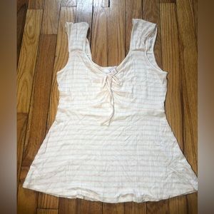 Women’s top, size: sx, colors: white and pink striped